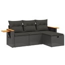 sofasæt til haven 4 dele med hynder polyrattan sort
