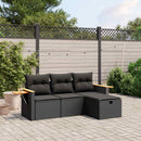 sofasæt til haven 4 dele med hynder polyrattan sort