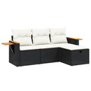 sofasæt til haven 4 dele med hynder polyrattan sort