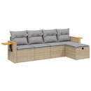 havesofasæt 5 dele med hynder polyrattan beige
