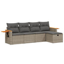 sofasæt 5 dele med hynder polyrattan grå