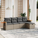 sofasæt 5 dele med hynder polyrattan grå