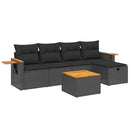sofasæt til haven 6 dele med hynder polyrattan sort