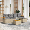 havesofasæt 6 dele med hynder polyrattan beige