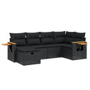 sofasæt til haven 6 dele med hynder polyrattan sort