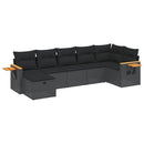 sofasæt til haven 7 dele med hynder polyrattan sort