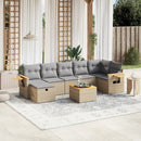 havesofasæt 8 dele med hynder polyrattan beige