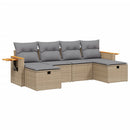 havesofasæt 6 dele med hynder polyrattan beige
