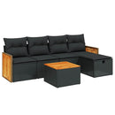 sofasæt til haven 6 dele med hynder polyrattan sort