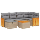 havesofasæt 7 dele med hynder polyrattan beige