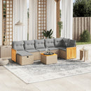 havesofasæt 8 dele med hynder polyrattan beige