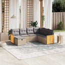 havesofasæt 7 dele med hynder polyrattan beige