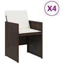 havestole 4 stk. med hynder polyrattan brun