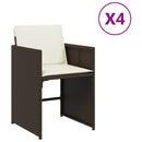havestole 4 stk. med hynder polyrattan brun