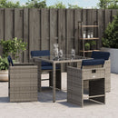 havestole med hynder 4 stk. polyrattan grå