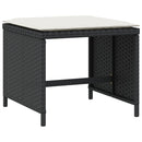 haveskammel med hynder 4 stk. 40x40x35 cm polyrattan sort