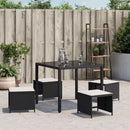 haveskammel med hynder 4 stk. 40x40x35 cm polyrattan sort