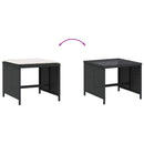 haveskammel med hynder 4 stk. 40x40x35 cm polyrattan sort