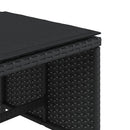 haveskammel med hynder 4 stk. 40x40x35 cm polyrattan sort