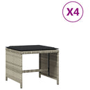 haveskamler 4 stk. med hynder 40x40x35 cm polyrattan lysegrå