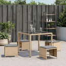 haveskamler 4 stk. med hynder 40x40x35 cm polyrattan beige