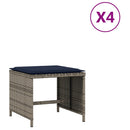 haveskamler 4 stk. med hynder 40x40x35 cm polyrattan grå
