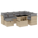 sofasæt til haven 8 dele med hynder polyrattan beige