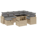 sofasæt til haven 8 dele med hynder polyrattan beige