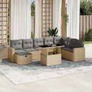 sofasæt til haven 9 dele med hynder polyrattan beige