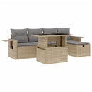 sofasæt til haven 6 dele med hynder polyrattan beige