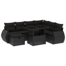 sofasæt til haven 8 dele med hynder polyrattan sort