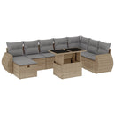 sofasæt til haven 9 dele med hynder polyrattan beige