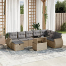 sofasæt til haven 9 dele med hynder polyrattan beige