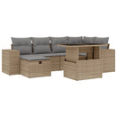 sofasæt til haven 7 dele med hynder polyrattan beige
