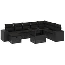 sofasæt til haven 9 dele med hynder polyrattan sort