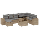sofasæt til haven 9 dele med hynder polyrattan beige