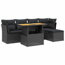 sofasæt til haven 6 dele med hynder polyrattan sort