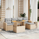sofasæt til haven 6 dele med hynder polyrattan beige