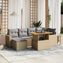 sofasæt til haven 7 dele med hynder polyrattan beige