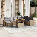 sofasæt til haven 9 dele med hynder polyrattan beige