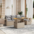 sofasæt til haven 6 dele med hynder polyrattan beige