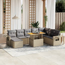 sofasæt til haven 9 dele med hynder polyrattan beige