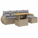 sofasæt til haven 6 dele med hynder polyrattan beige
