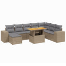 sofasæt til haven 9 dele med hynder polyrattan beige