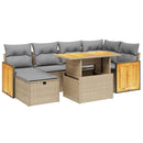 sofasæt til haven 7 dele med hynder polyrattan beige