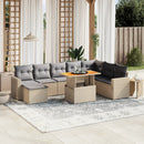 sofasæt til haven 9 dele med hynder polyrattan beige