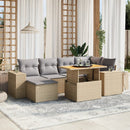 sofasæt til haven 7 dele med hynder polyrattan beige
