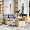 sofasæt til haven 7 dele med hynder polyrattan beige