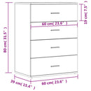 kommoder 2 stk. 60x39x80 cm konstrueret træ sonoma-eg
