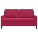 2-personers sofa 140 cm fløjl vinrød